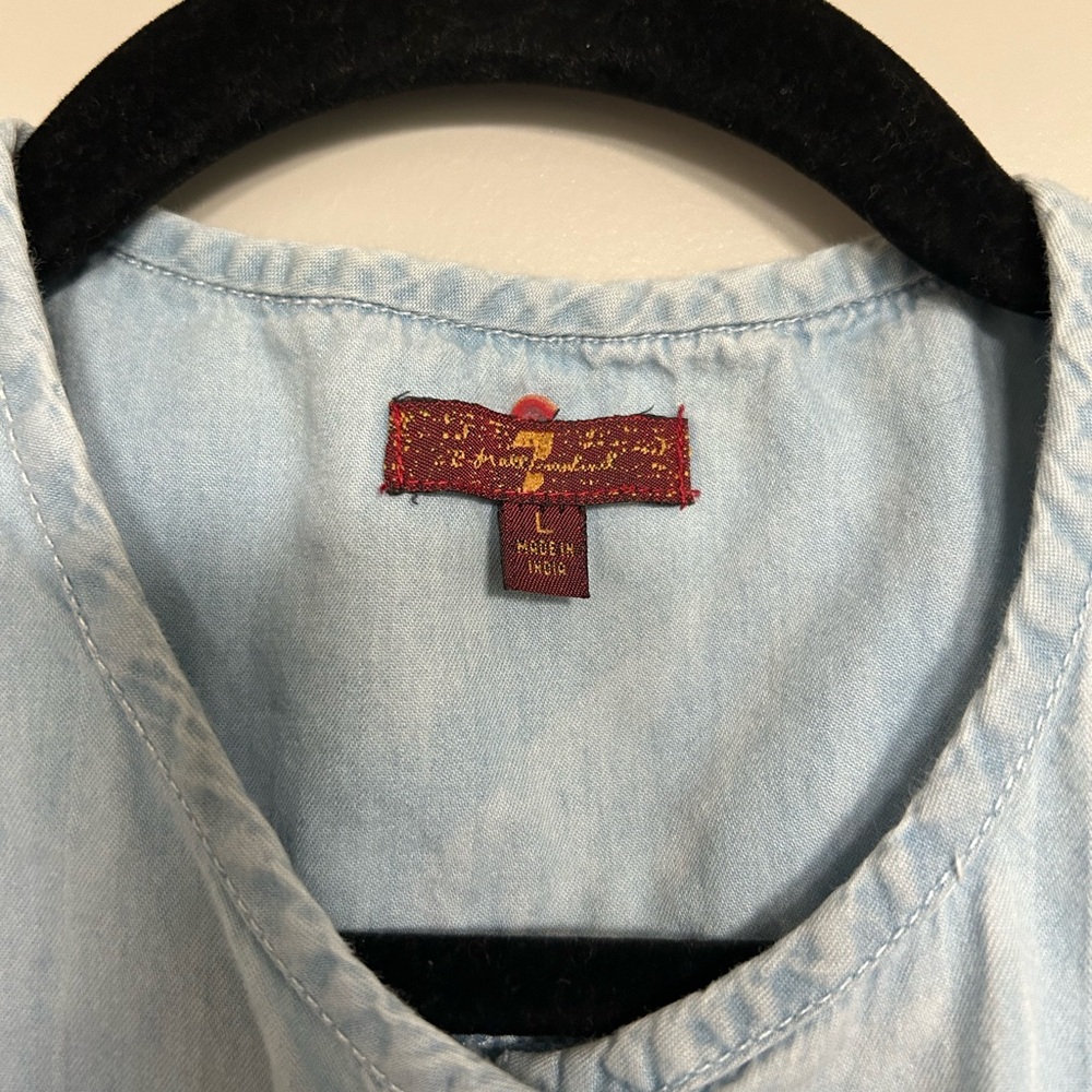 7 For All Mankind Light Blue Denim Sleeveless Romper - Picture 3 of 4